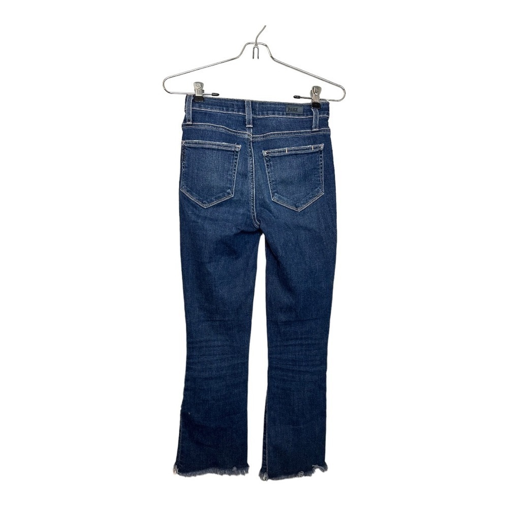 Paige Colette Crop Flare Jeans in Palma Wash Asymmetrical Heavy Fray Hem - Picture 5 of 8
